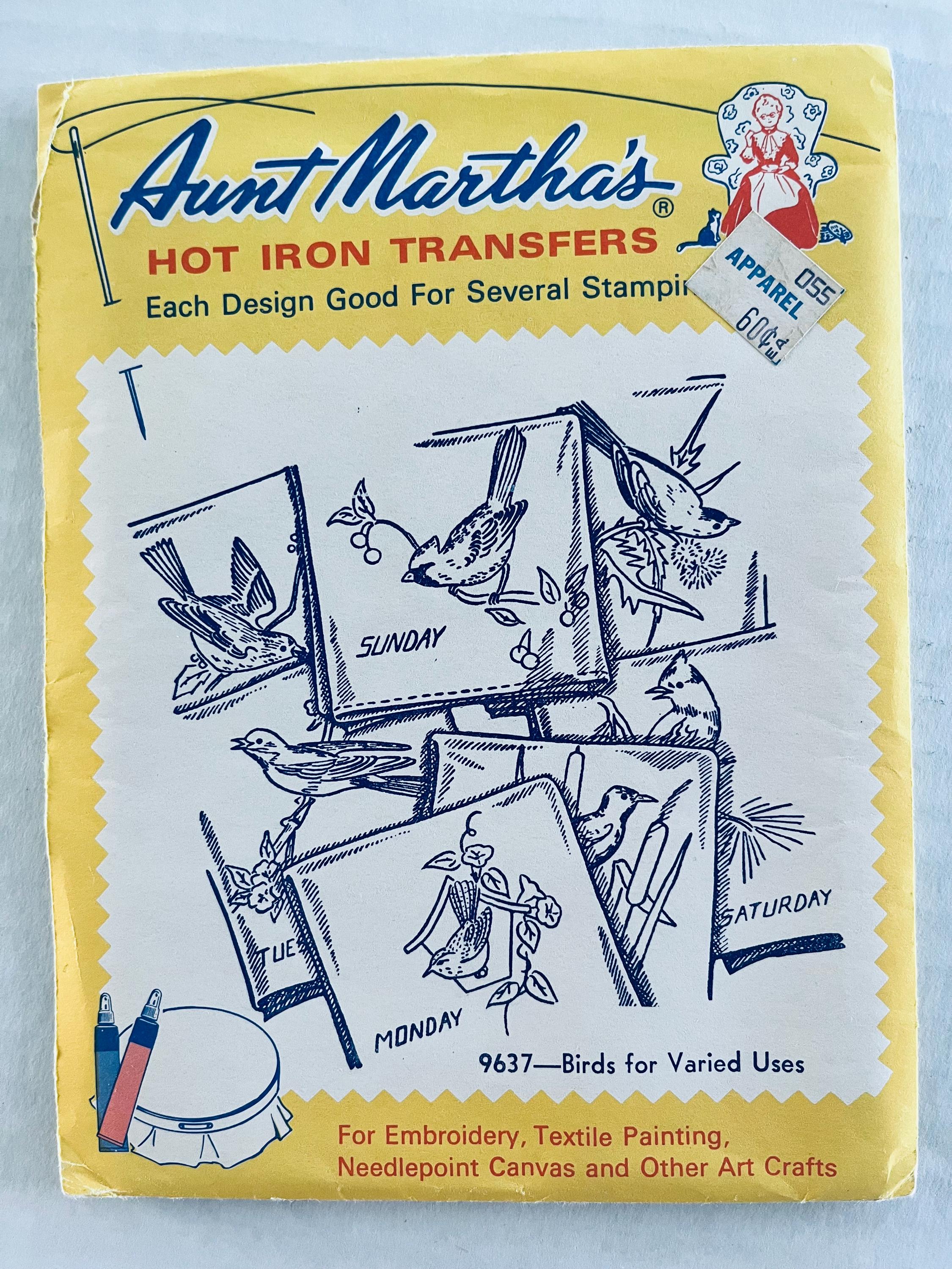 UNCUT Vintage Aunt Martha Hot Iron Transfers for Embroidery, All for ...