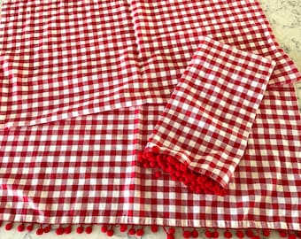Red and white gingham check cafe curtains and valances by The Pioneer Woman, all in terrific condition, selling in sets and separately.