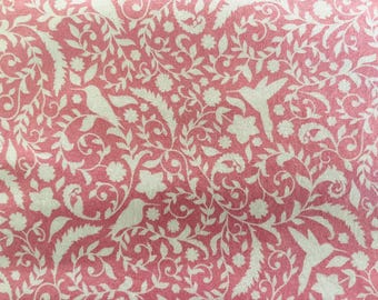 42" wide x 1 yd. 32" long white on pink all-cotton, pre-shrunk fabric "Keepsake Calico" for Jo-Ann, excellent condition.