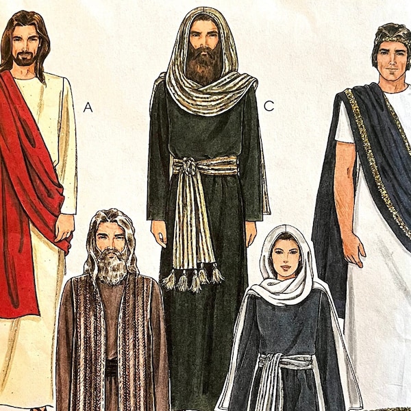 UNCUT 1999 McCall's 2060 unisex costume for the nativity/ passion play; centurion, shepherd, Roman, Jesus, high priest, soldier; size 38-40.