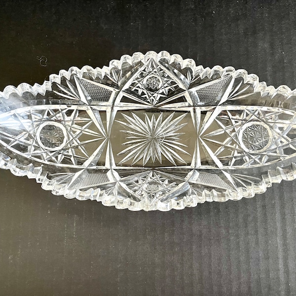 Antique Cut Glass Celery Dish Etsy