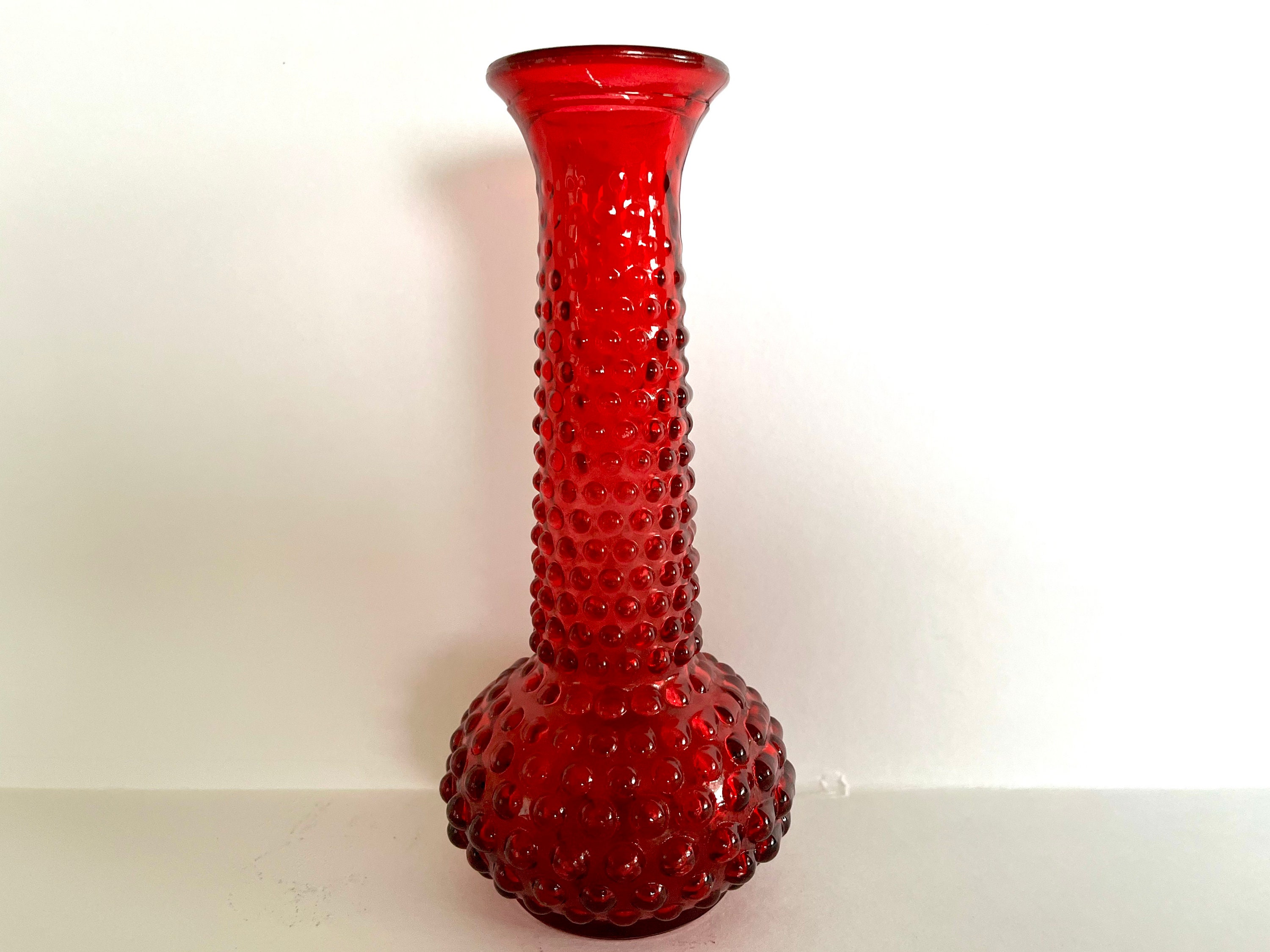 Red Hobnail Vase - Etsy