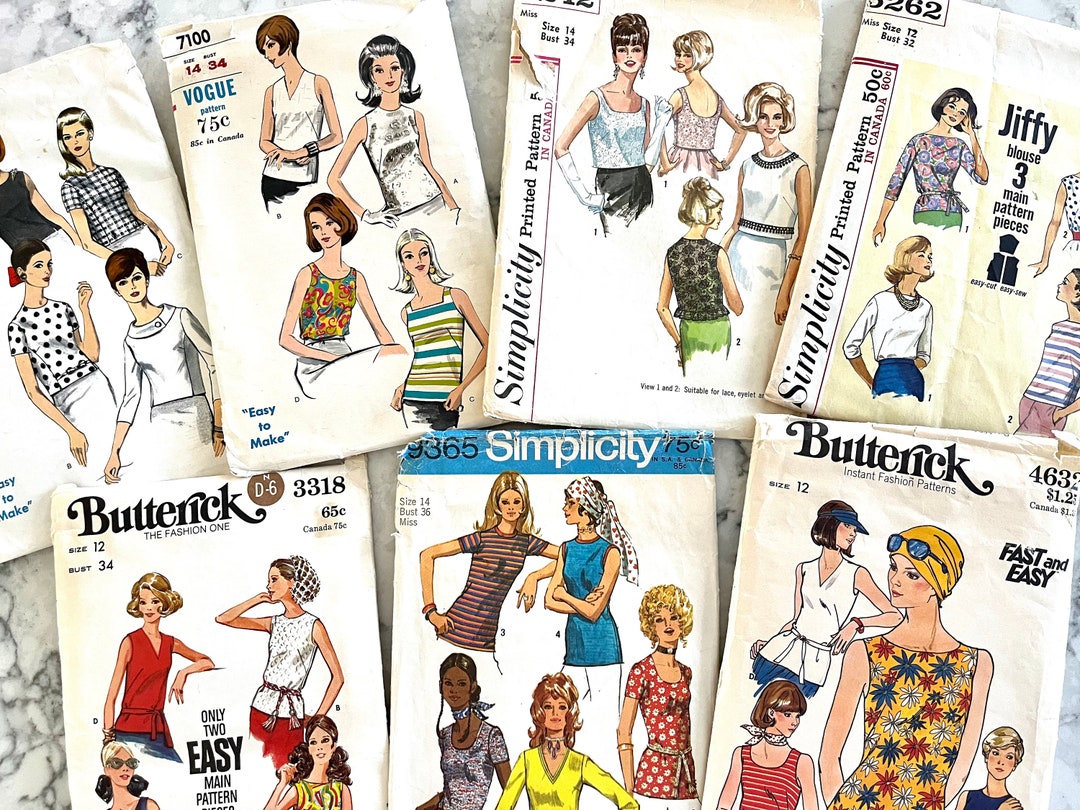 1960's & 70's Vogue 6910, 7100, Simplicity 6242, 5262, 9365, Butterick 3318, Misses' Blouse or Top Patterns Busts 32, 34, 36, 38. - Etsy 1960's & 70's Vogue 6910, 7100, Simplicity 6242, 5262, 9365, Butterick 3318, Misses' Blouse or Top Patterns Busts 32, 34, 36, 38. - Etsy