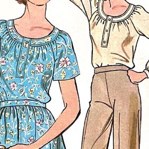 UNCUT or complete 1978 Simplicity 8412 misses' Jiffy banded neckline dress or top, raglan sleeve variations, midi skirt; size 14, bust 36".