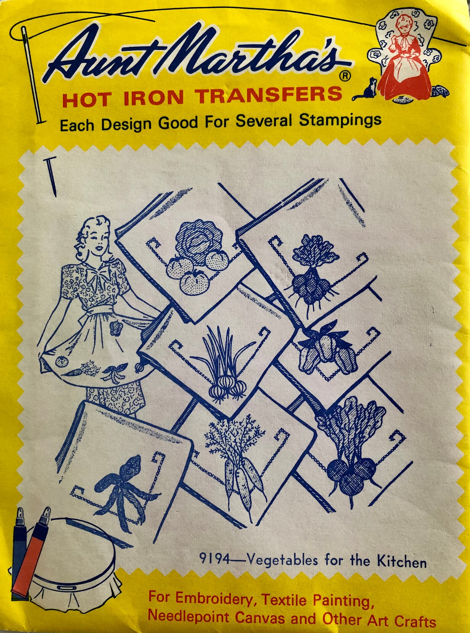 Set of 6 different Aunt Martha's embroidery patterns using Etsy