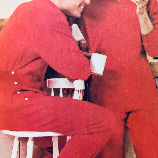 Kompletter 1974 Butterick 3506 Unisex-Tropfensitz einteiliger Pyjama, Reißverschluss vorne; Größe S oder M, Brustumfang 80-80cm