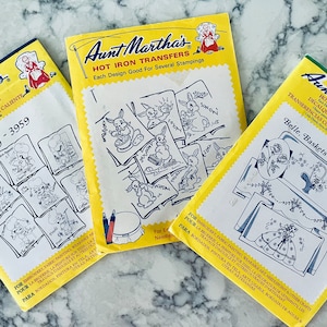 UNCUT Aunt Martha hot iron transfers for embroidery, textile painting, needlepoint canvas and other art crafts. Sold separately.