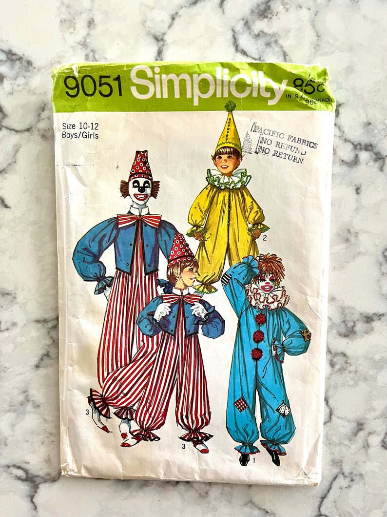 UNCUT 1970 Simplicity 9051 Kid's Clown Costume Jumpsuit With Ruffled ...