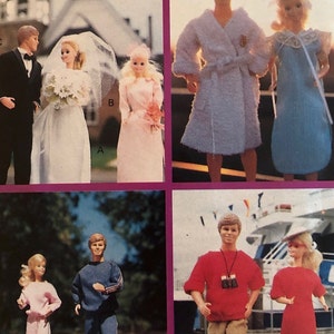 1989 vintage Butterick 3569 11..5&quot; fashion doll wardrobe featuring gown with train and veil, jacket, pants, shirt, neglige, robe and more!