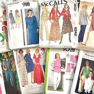 Bundle of 7 vintage patterns from the 70&#39;s, 80&#39;s and 90&#39;s for women size 8, bust 31.5&quot;, dress, jumper, jacket, pants, skirt, tops, more!