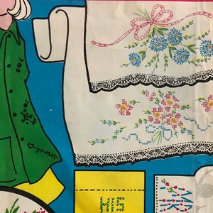 UNCUT, unused 1960's (?) Vogart 690 repeat transfer patterns "hearts & flowers" for pillow cases and clothing, embroidery and cross stitch