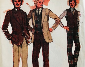 UNCUT, Ff, 1981 Butterick 3363 Men's Partially Lined Sports
