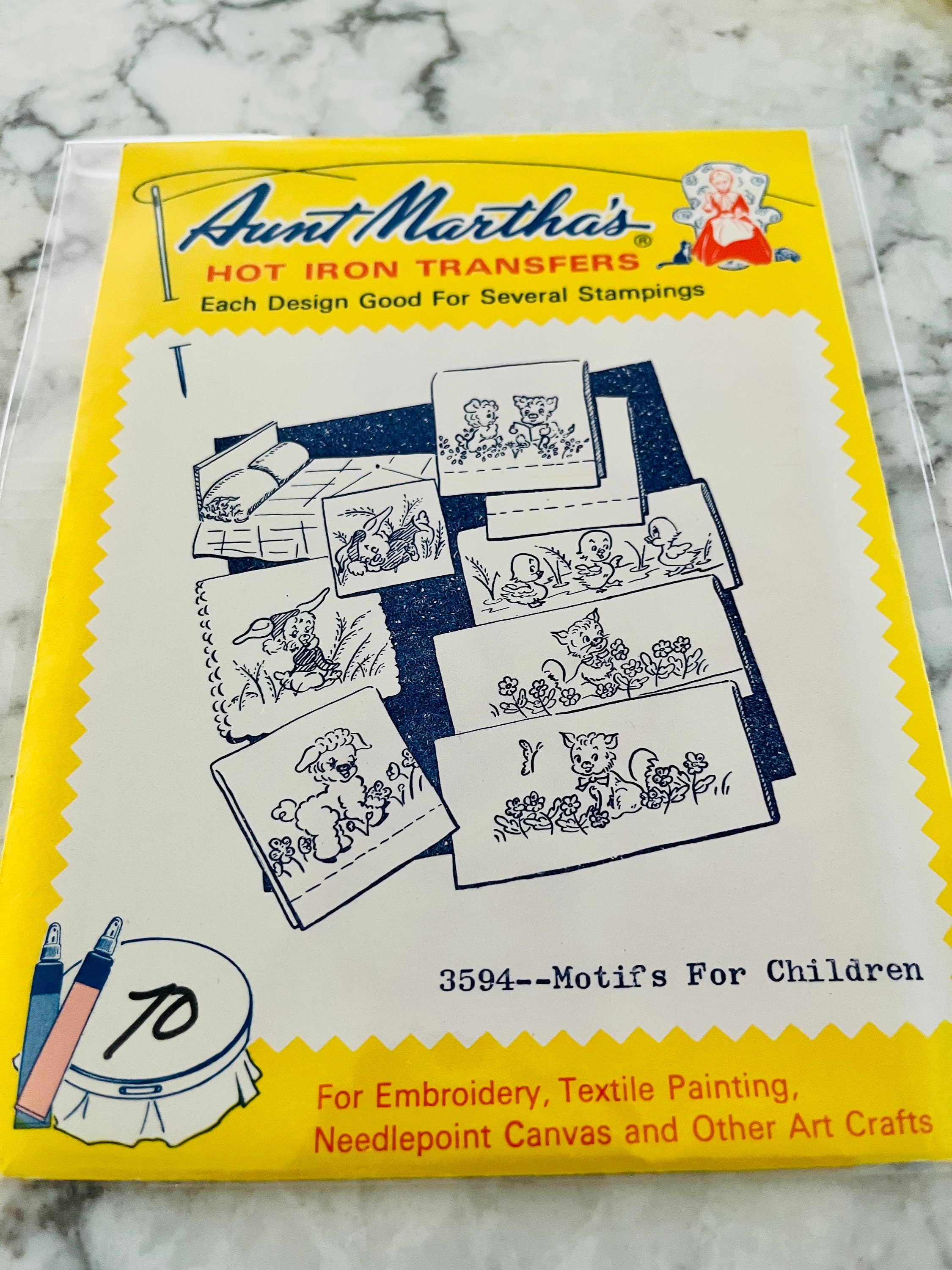 Vintage Aunt Martha's Hot Iron Transfer Patterns for Embroidery; These ...
