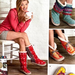 UNCUT 2011 Simplicity 1958 misses' slippers in 4 styles and 3 sizes; fits sizes 5-10.5.