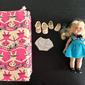 Original 1950&#39;s Vogue Ginny doll in original box, with clothing; dress, 2 pairs of panties, hat, 3 pairs of shoes, excellent condition.