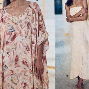 UNCUT, ff, 1999 Butterick 6045 Misses&#39; Kaftan, Badetuch Wickeltuch, Kosmetiktaschen, und Fuzzy Hausschuhe, Größen XS, S, M, L, XL alle inklusive