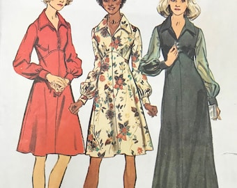 UNCUT 1973 Simplicity 5968 women's 'look slimmer' dress in two lengths pattern, sizes 18 or 20, busts 40" or 42".