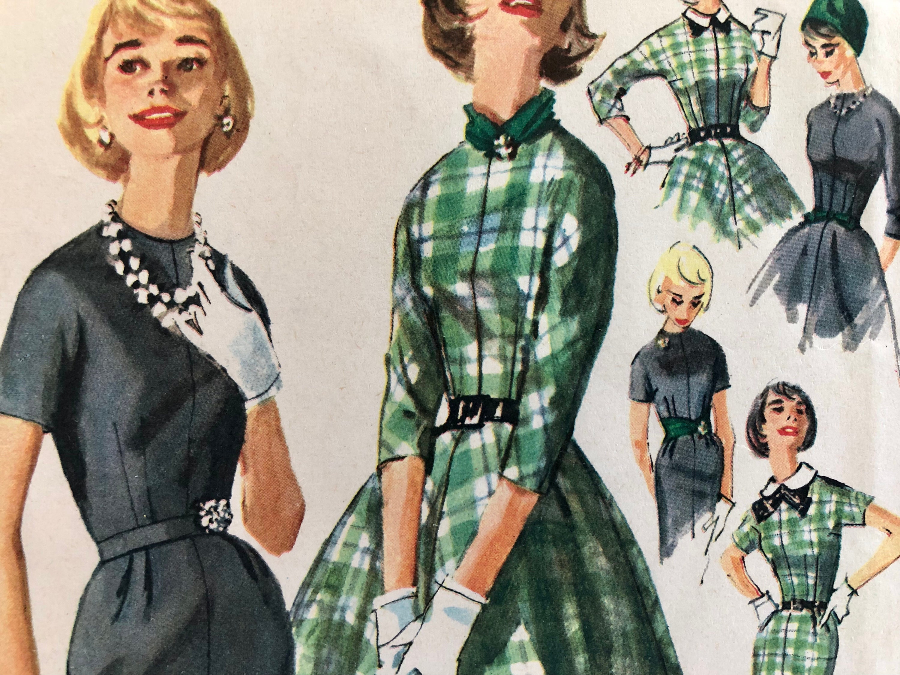 size 14 UNCUT 1985 Simplicity 6830 misses/' Connoisseur pullover dress with fantastic collar bust 36 front buttons sleeve options