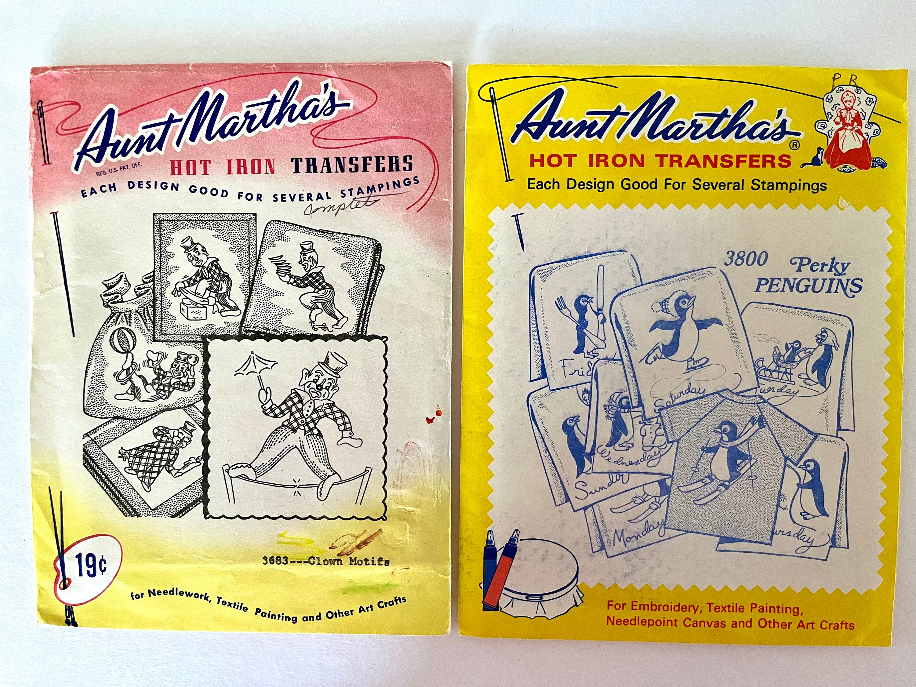 UNCUT Viintage Aunt Martha's Hot Iron Embroidery Transfers for ...
