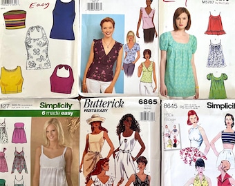 UNCUT sleeveless tops for women by New Look, Butterick, McCall's and Simplicity, see details below.