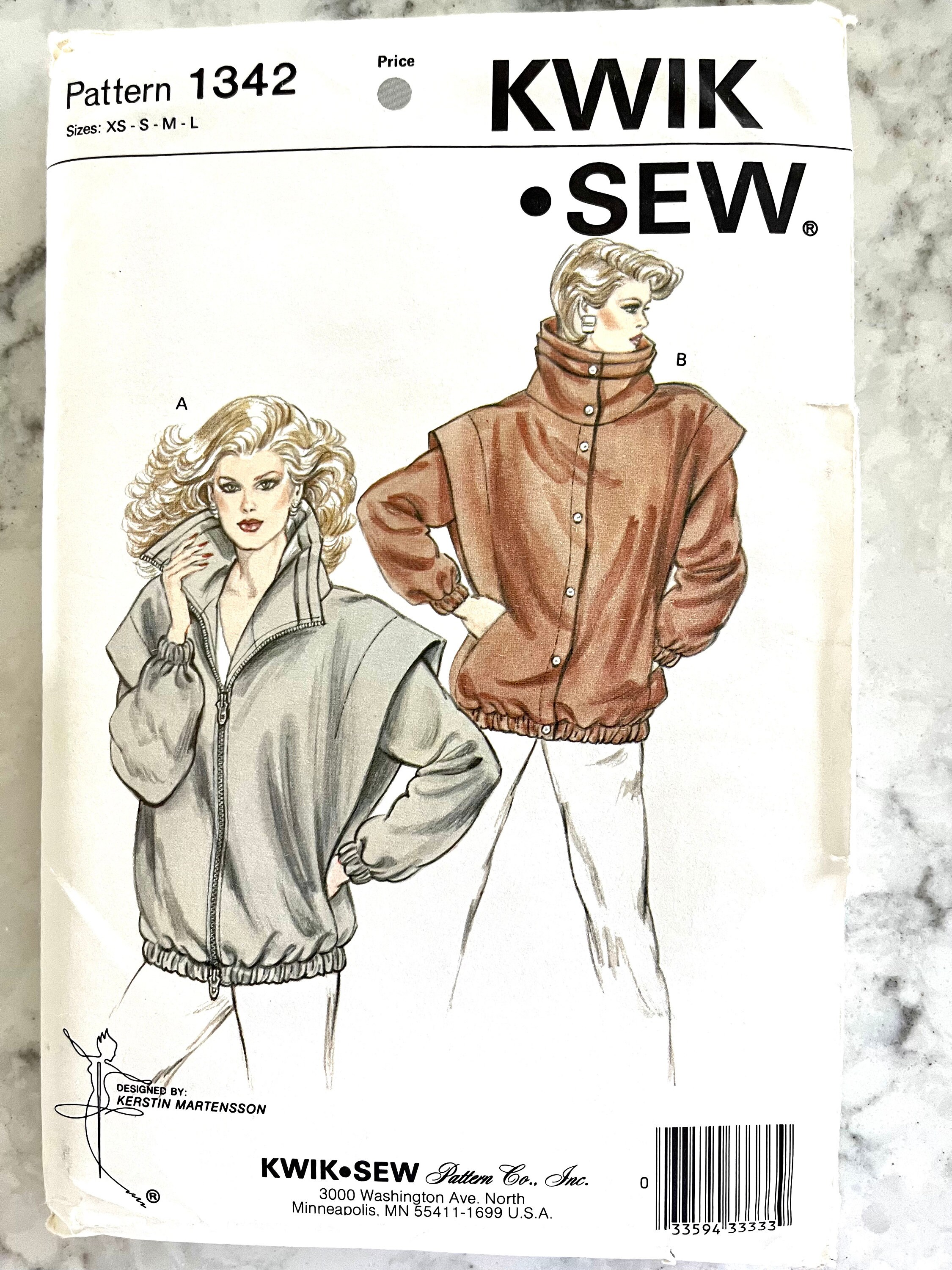 UNCUT, Unopened 1984 Kwik Sew 1342 Misses' Oversize Jacket UNCUT, Unopened 1984 Kwik Sew 1342 Misses' Oversize Jacket