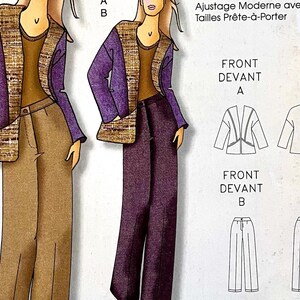 UNCUT 2008 Butterick 0459 misses&#39; easy sew jacket and wide-leg pants pattern designed by Connie Crawford; sizes XXL-6X, busts 44&quot;-68&quot;.