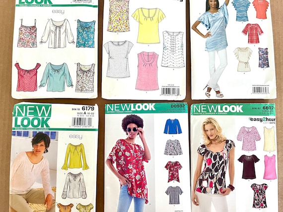 UNCUT New Look blouse and tops patterns, most are easy sew, all sizes, see details below.