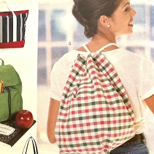 UNCUT 1997 Butterick 4968 set of carry-all bags, backpacks, totes, shoulder bags.