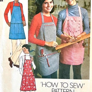 OSKRIVEN 1975 Simplicity 7254 herr- och damförkläde i slaktarstil i två längder, lätt att sy; en storlek passar de flesta.