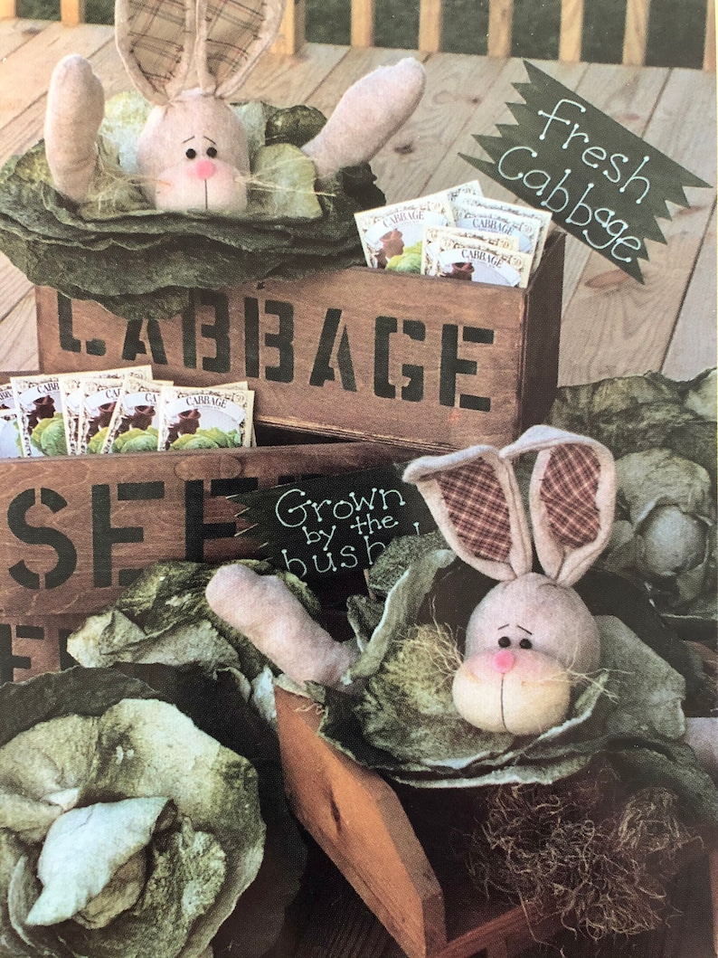 includes steam-a-seam with the pattern UNCUT 1997 The Prairie Grove Peddler #150 Cabbage Head a 13 bunny head in cabbage leaves