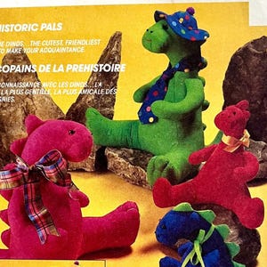 ONBESNEDEN 1992 McCall's 6275 Faye Wine ontworpen gevulde dinosauruspoppen, hoed en kleding inbegrepen; 10", 15", 21,5" grote dinosaurussen.
