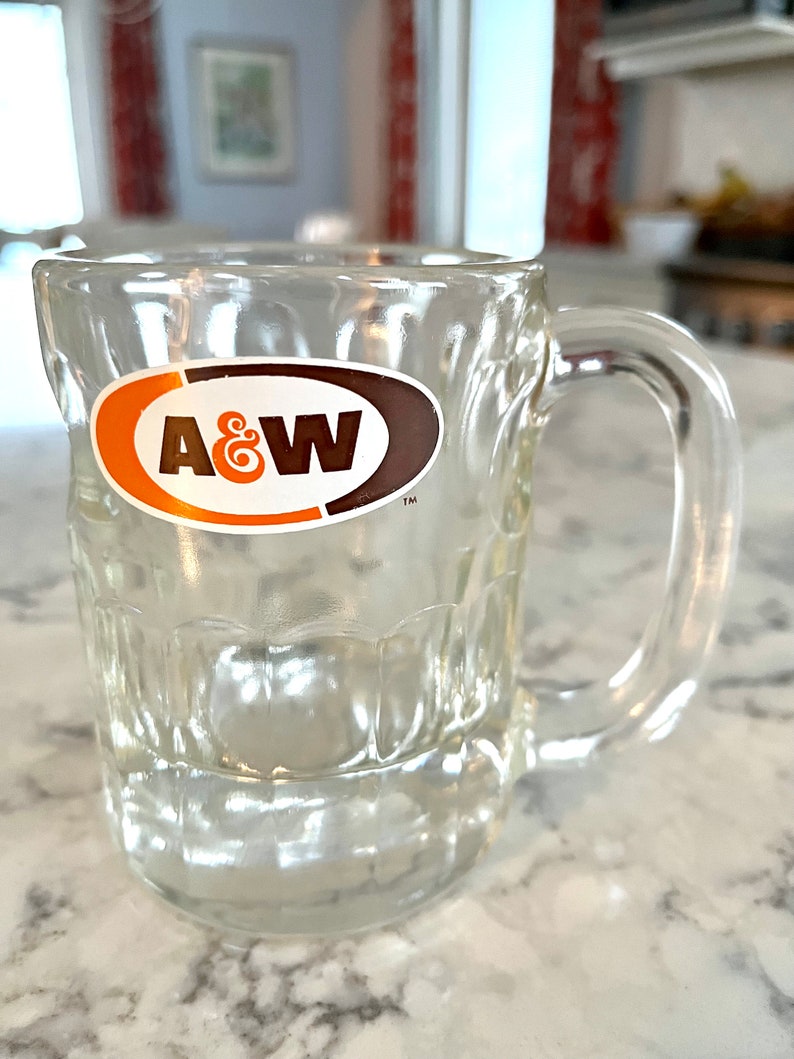 Vintage A & W Pressed Glass Root Beer Mug With Classic Orange Etsy