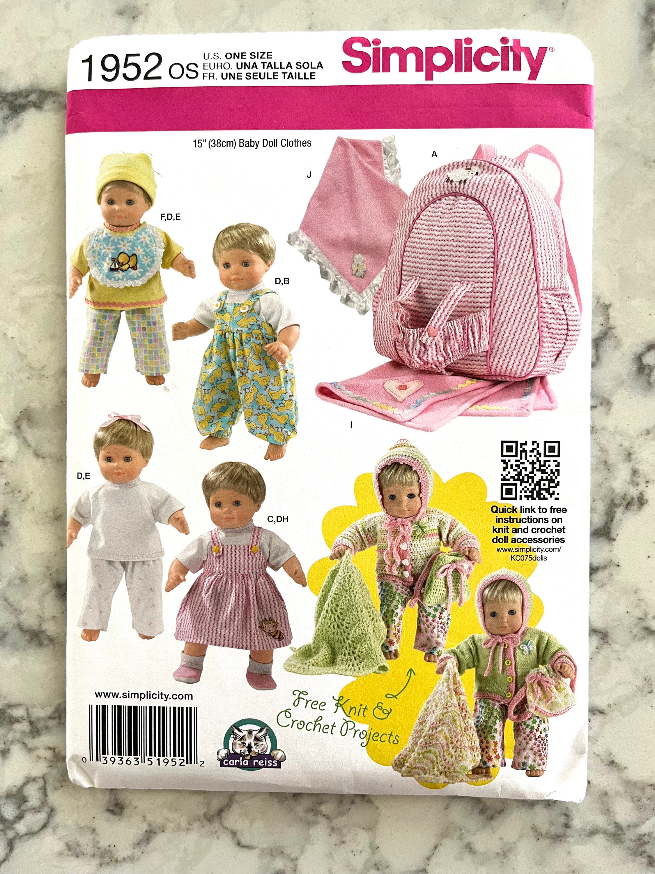 爆買い UNCUT Pattern Clothes Doll Baby 1952 Simnplicity 2012 ソフトドリンク