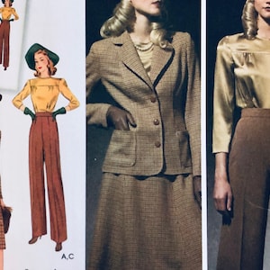 UNCUT 2007 Simplicity 3688 reproduction pattern from the 1940's; lined jacket, blouse, skirt and pants, sizes 10-18 or 20-28.