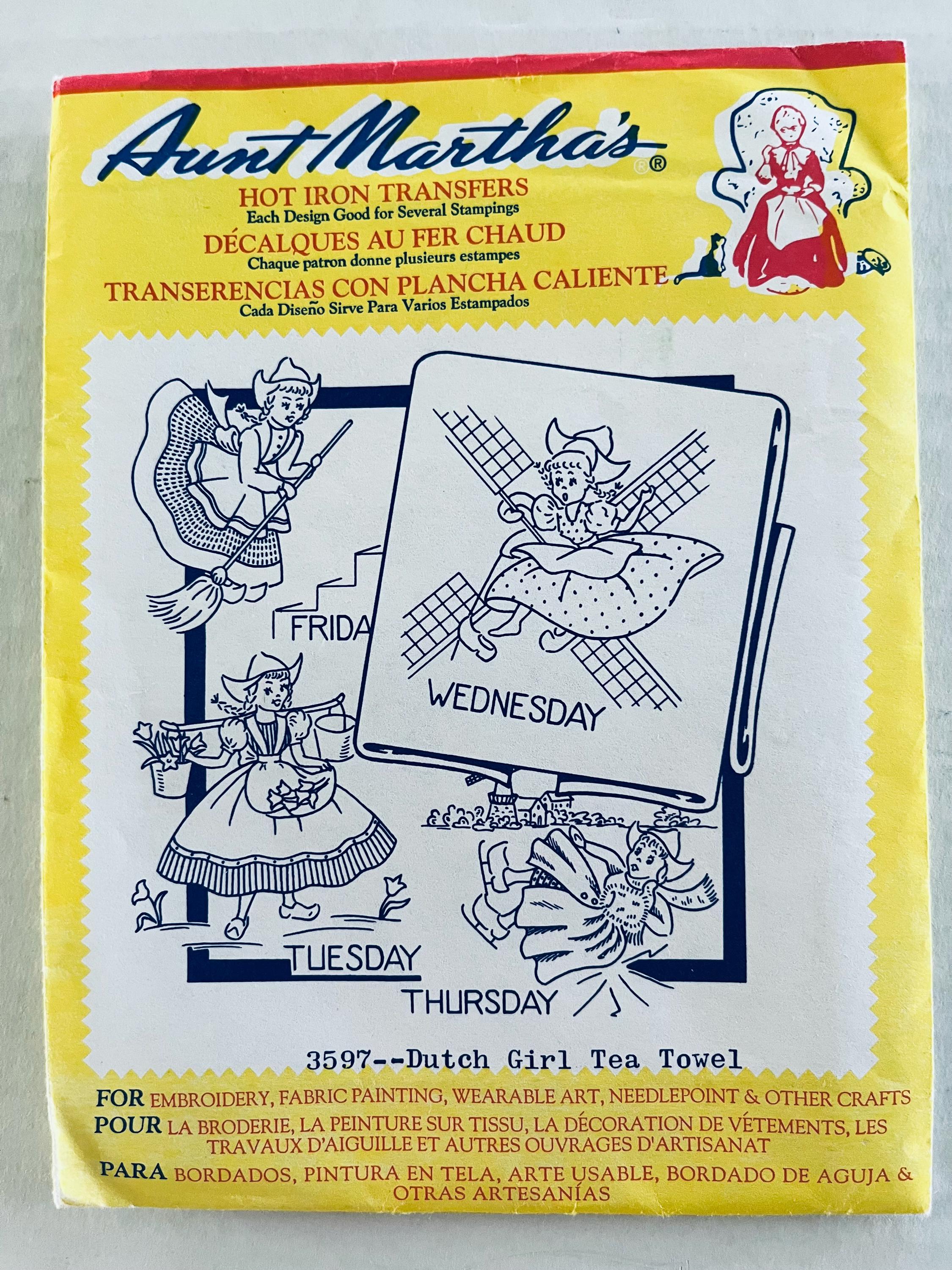 UNCUT Vintage Aunt Martha Hot Iron Transfers for Embroidery, All for ...