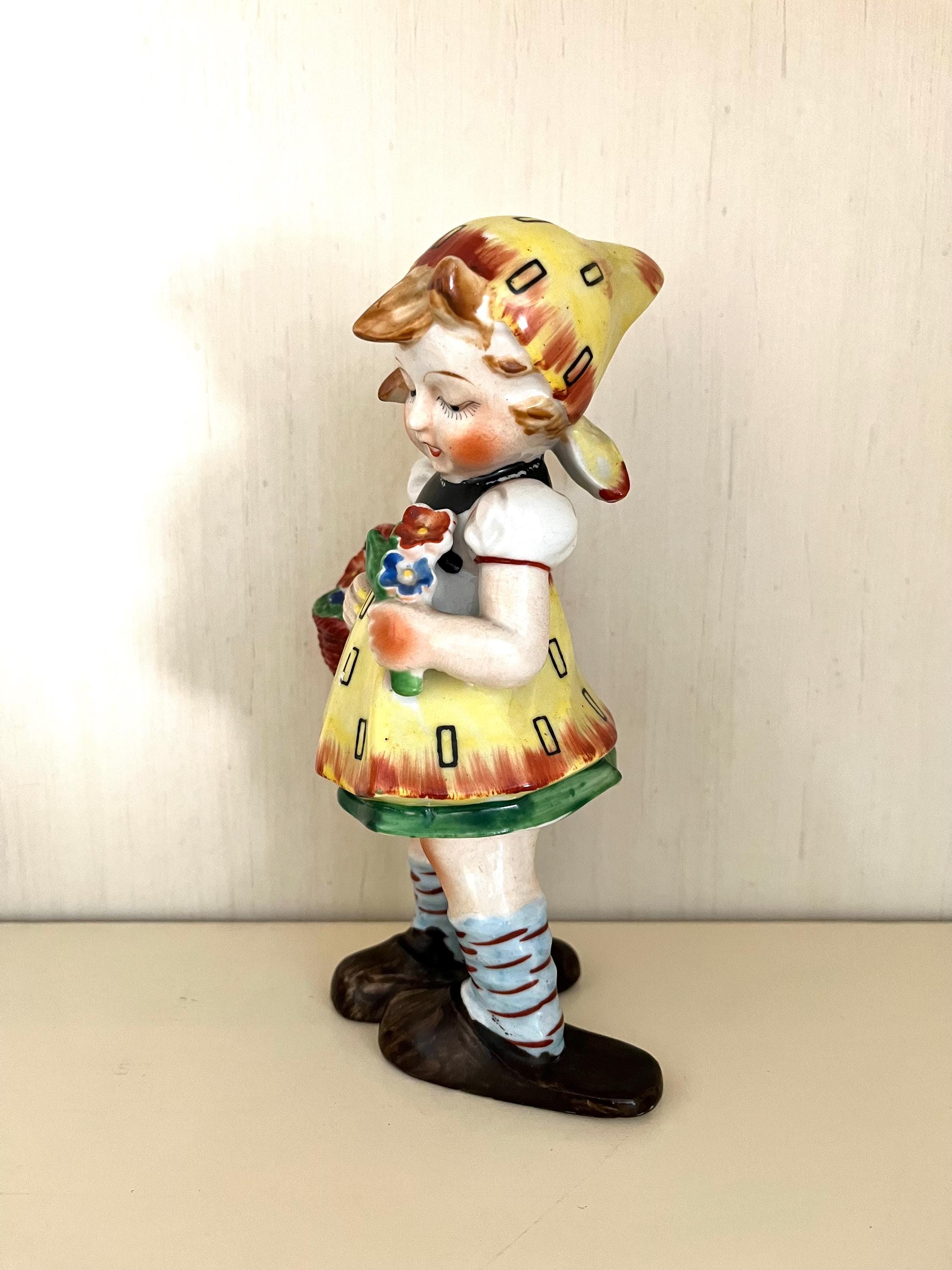 Porcelain Girl With Flower Basket Figurine - Etsy