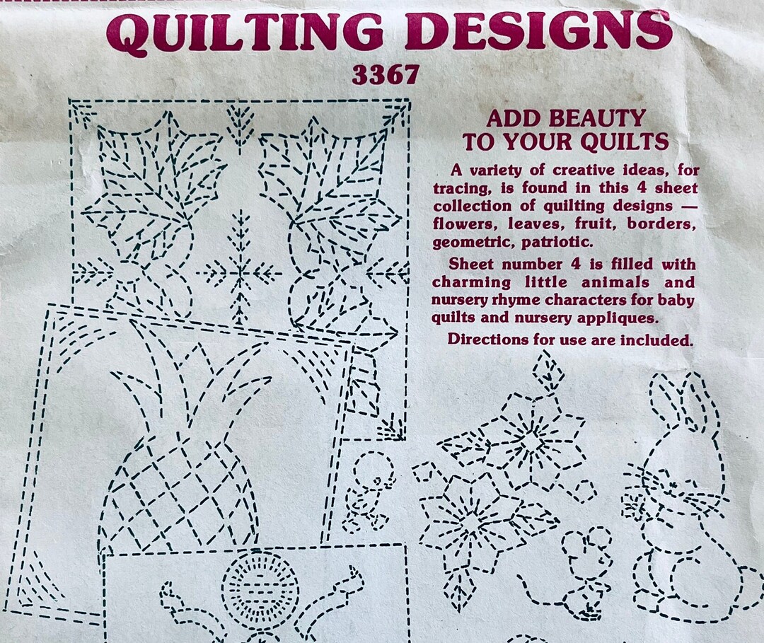 UNOPENED, Unused Aunt Martha's Quilting Designs 3367; 4 Sheets for ...