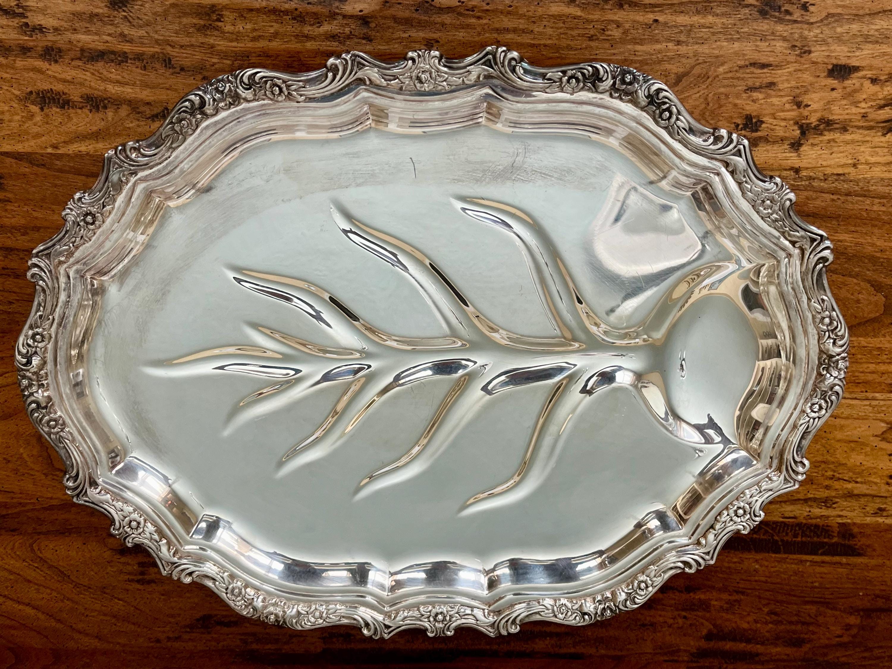 International Silver Countess Silver Plate Meat Tray With Well