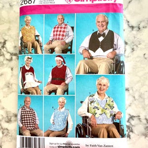 Complete, mostly uncut 2009 Simplicity 2687 adult clothing protectors and hats, one size fits most.