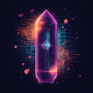 Nexor Prism Engine Väggkonst | Neonteknik Futuristisk Energi Kristallkraft (Digital Nedladdning)