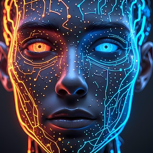 Luminex Resonance Nexus Wall Art | Neural Interface Synthetic Being Cyborg Technology (Digital Download)