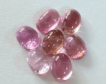 Cabochon de tourmaline rose : pierre précieuse ovale de 6 x 8 mm pour la fabrication de bijoux