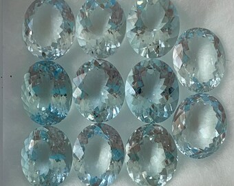 AAA Aquamarine Gemstone, Faceted Oval, 9x11mm, Jewelry Making