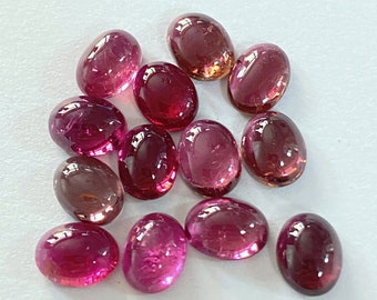 Naturalny różowy turmalin owalny kaboszon: 6 x 8 mm luźny kamień szlachetny