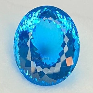 42.80 Cts Brilliant Cut Sky Blue Topaz Gemstone/ Sky Blue Faceted Topaz / Oval Loose Gem/ Untreated Topaz For Jewelry 17.50x22x14mm