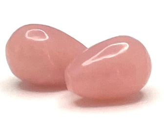 Par de cabujones de ópalo rosa en forma de lágrima: 3,50 cts, 6 x 8 mm, perforados en la parte superior