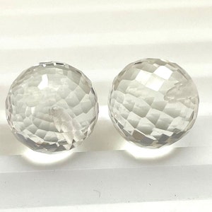 13.65Ct Natural Crystal Ball Pair 10X10MM Top Drilled Faceted Stone Clean Loose Gemstone For Jewellery Making at Wholesale Price