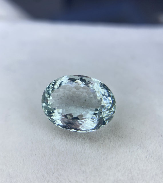 Natural Moss Aquamarine Oval Faceted Gemstone
