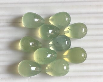 100% Natural Prehnite Smooth Cabochon Drops Gemstone 10x14mm For Jewelry Making 105.50 Carat