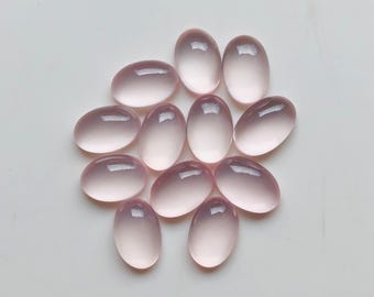 Cabochão oval de quartzo rosa: pedra preciosa natural (10 x 15 mm, peso total de 73 quilates, 12 peças)